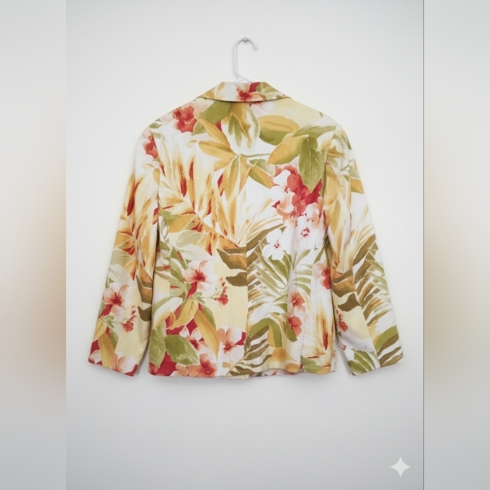 Linda Allard Ellen Tracy women's Open Tropical Floral Blazer Jacket Size 18 - Picture 3 of 5